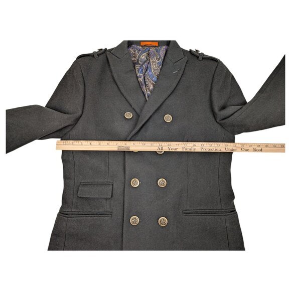 Tallia Men’s Olive Green Wool Pea Coat Size Medium - Picture 12 of 16